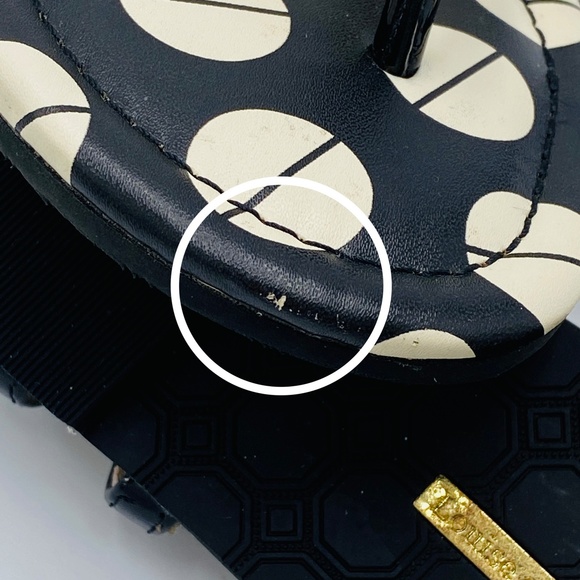 Louise et Cie Albaran Sandal Thong Black White Polka Dot Pineapple Women’s 7.5 - Picture 8 of 9